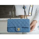 𝐂𝐇𝐀𝐍𝐄𝐋 Classic Flap Imported Original Denim Leather 🐑 Classic Mouth Flap Bag Large 𝗺𝗶𝗻𝗶 22𝐶 Denim Denim Metal Ball