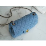 𝐂𝐇𝐀𝐍𝐄𝐋 Classic Flap Imported Original Denim Leather 🐑 Classic Mouth Flap Bag Large 𝗺𝗶𝗻𝗶 22𝐶 Denim Denim Metal Ball