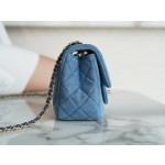 𝐂𝐇𝐀𝐍𝐄𝐋 Classic Flap France 𝐇𝐚𝐚𝐬Original Lychee Pattern🐂 Classic Flap Bag Fang Fatty🔆Black Silver🖤