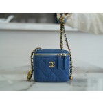 𝐂𝐇𝐀𝐍𝐄𝐋 Box Bag 22𝐶 Denim Denim Metal Ball Small Box