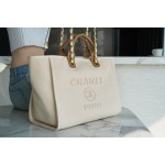 𝐂𝐇𝐀𝐍𝐄𝐋 Beach Bag Summer 🏖 Super Fairy Pearl Embroidery Beach Bag Apricot