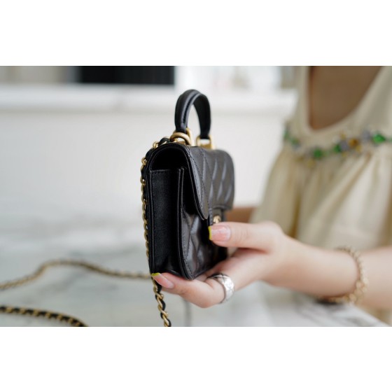 𝐂𝐇𝐀𝐍𝐄𝐋 ❥𝟚𝟘𝟚𝟚1 Premium Handmade Workshop Handle Coin Purse ❥ Black