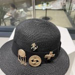 Chanel Straw Hat, Sun Hat, Sunshade Beach Hat, Head Circumference 57cm