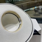 [CHANEL Chanel] 2023 new straw woven straw hat with large eaves and colored ribbon