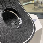 [CHANEL Chanel] 2023 new straw woven straw hat with large eaves and colored ribbon