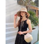 Celine summer new splicing large eaves sunshade fisherman hat outdoor sunscreen ice silk basin hat women