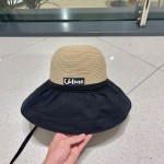 Celine summer new splicing large eaves sunshade fisherman hat outdoor sunscreen ice silk basin hat women