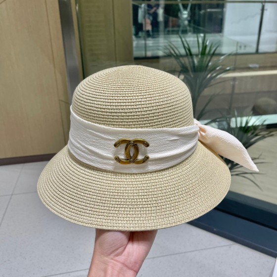 Chanel2023's new straw sunshade straw hat basin