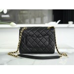 𝗖𝗛𝗔𝗡𝗘𝗟 23P New Letter Chain Flap Bag Black
