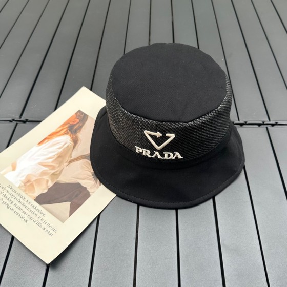 prada classic triangle bucket hat