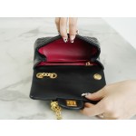 𝗖𝗛𝗔𝗡𝗘𝗟✦ 𝗖𝗹𝗮𝘀𝘀𝗶𝗰 𝗙𝗹𝗮𝗽 23S Camellia Adjustment Buckle Square Fat Black Gold