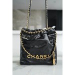 𝗖𝗛𝗔𝗡𝗘𝗟✦ 23S 22Mini bag black gold