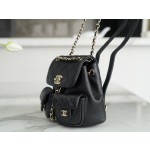 𝗖𝗛𝗔𝗡𝗘𝗟 23P New Duma Double Shoulder Cowhide Mini Black