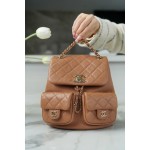 𝗖𝗛𝗔𝗡𝗘𝗟 23P New Duma Double Shoulder Cowhide Large Caramel