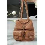 𝗖𝗛𝗔𝗡𝗘𝗟 23P New Duma Double Shoulder Cowhide Large Caramel