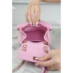 𝗖𝗛𝗔𝗡𝗘𝗟 23P New Duma Double Shoulder Cowhide Mini Pink