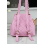 𝗖𝗛𝗔𝗡𝗘𝗟 23P New Duma Double Shoulder Cowhide Mini Pink