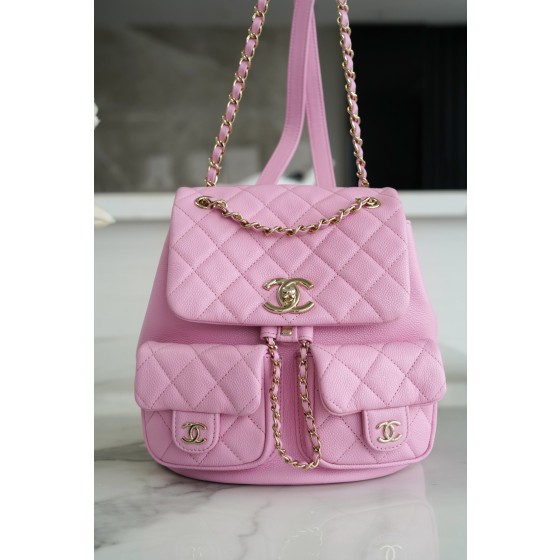 𝗖𝗛𝗔𝗡𝗘𝗟 23P New Duma Double Shoulder Cowhide Large Pink