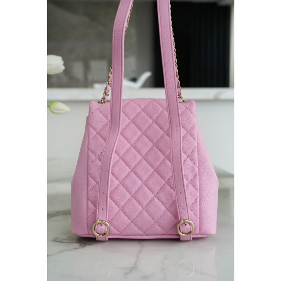 𝗖𝗛𝗔𝗡𝗘𝗟 23P New Duma Double Shoulder Cowhide Large Pink