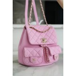 𝗖𝗛𝗔𝗡𝗘𝗟 23P New Duma Double Shoulder Cowhide Large Pink