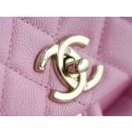 𝗖𝗛𝗔𝗡𝗘𝗟 23P New Duma Double Shoulder Cowhide Large Pink