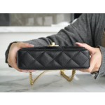 𝗖𝗛𝗔𝗡𝗘𝗟 ✦𝗖𝗹𝗮𝘀𝘀𝗶𝗰 𝗙𝗹𝗮𝗽23P Spring/Summer New Love Heart Adjustable Buckle mini Black