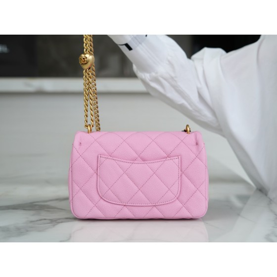 𝗖𝗛𝗔𝗡𝗘𝗟✦𝗖𝗹𝗮 𝘀𝘀𝗶𝗰 𝗙𝗹𝗮𝗽 𝗙𝗹𝗮𝗽 23P Spring/Summer New Love Adjustment Buckle Small Pink