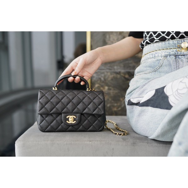 𝗖𝗛𝗔𝗡𝗘𝗟✦𝗖𝗹𝗮𝘀𝘀𝗶𝗰 𝗙𝗹𝗮𝗽 2021 𝗦𝘀 Spring/Summer New Handleℂ𝔽 𝕄𝕚𝕟𝕚 Black Gold