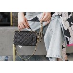 𝗖𝗛𝗔𝗡𝗘𝗟✦𝗖𝗹𝗮𝘀𝘀𝗶𝗰 𝗙𝗹𝗮𝗽 2021 𝗦𝘀 Spring/Summer New Handleℂ𝔽 𝕄𝕚𝕟𝕚 Black Gold