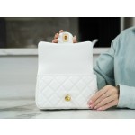 𝗖𝗛𝗔𝗡𝗘𝗟✦𝗖𝗹𝗮𝘀𝘀𝗶𝗰 𝗙𝗹𝗮𝗽23P Spring/Summer New Love Adjustable Buckle Small White