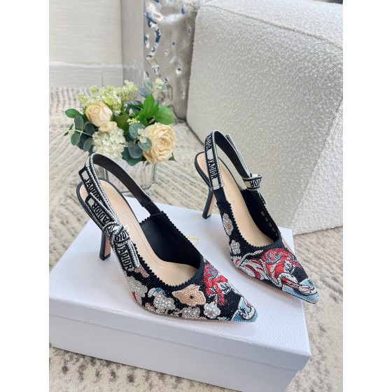 𝐉'𝐀𝐝𝐢𝐨𝐫 ｜𝟐𝟎𝟐𝟑𝐒𝐒/𝐧𝐞𝐰 Printed embroidered high heels