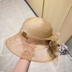 Chanel organza lace bowl hat straw hat