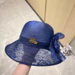 Chanel organza lace bowl hat straw hat