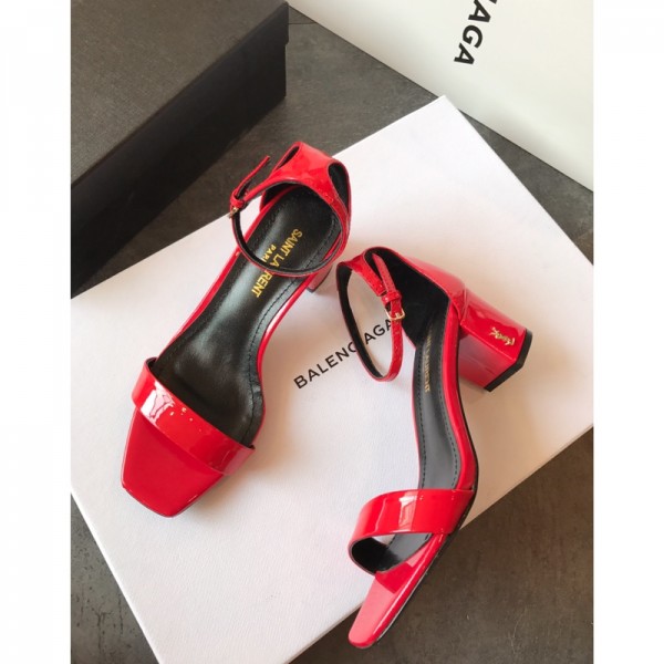 【Saint Laurene Saint Laurent】 YSL summer model thick heeled sandals with 6.5cm high