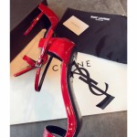 【Saint Laurent】YSL Saint Laurent logo with high-heeled sandals Paris runway models