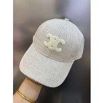 CELINE Cotton Linen Baseball Cap