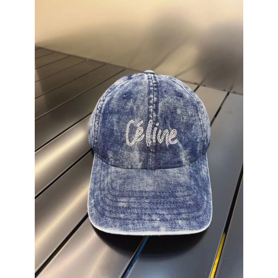 CELINE New Washed and Distressed Denim Baseball Cap