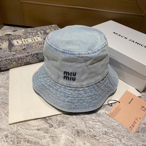MIU MIU New Washed Denim Bucket Hat