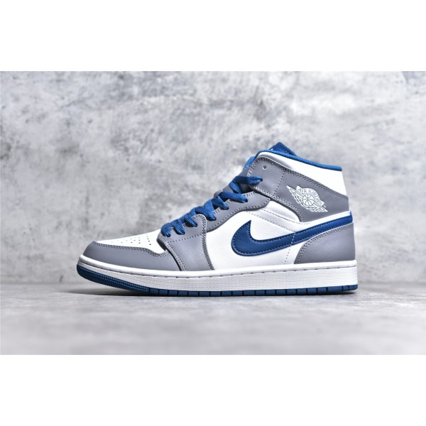 Air Jordan 1 MiD Grey White Blue