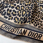 𝐃𝐢𝐨𝐫 ·《Leopard Print Square Scarf》 Gold 100% Silk