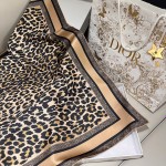 𝐃𝐢𝐨𝐫 ·《Leopard Print Square Scarf》 Gold 100% Silk