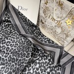 𝐃𝐢𝐨𝐫 ·《Leopard Print Square Scarf》 Gold 100% Silk