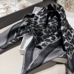 𝐃𝐢𝐨𝐫 ·《Leopard Print Square Scarf》 Gold 100% Silk