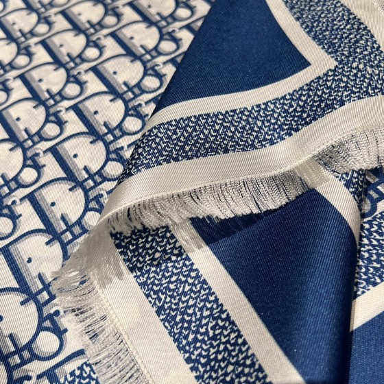 𝐃𝐢𝐨𝐫 ·"Bookmark Square Scarf" royal blue 100% silk