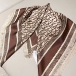 𝐃𝐢𝐨𝐫 ·"Bookmark Square Scarf" caramel color 100% mulberry silk