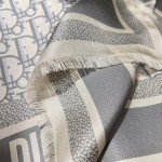 𝐃𝐢𝐨𝐫 ·Bookmark Square Scarf" light gray 100% mulberry silk
