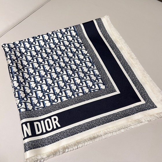 𝐃𝐢𝐨𝐫 ·《Bookmark Square Scarf》Navy Blue 100% Silk