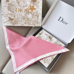 𝐃𝐢𝐨𝐫 ·"Houndstooth Square Scarf" rose red 100% mulberry silk