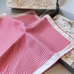 𝐃𝐢𝐨𝐫 ·"Houndstooth Square Scarf" rose red 100% mulberry silk