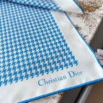 𝐃𝐢𝐨𝐫 ·"Houndstooth Square Scarf" Blue 100% Silk